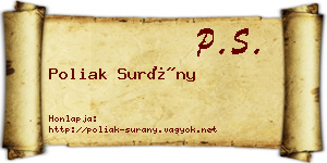 Poliak Surány névjegykártya